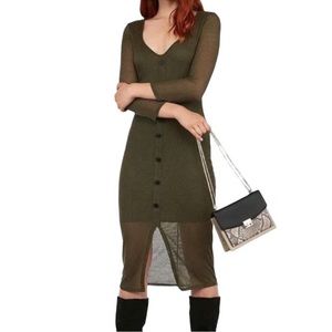 Express Ribbed Olive Green Dress